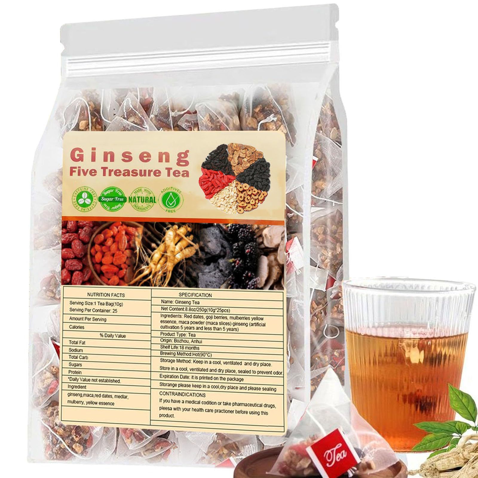 Herbal Wellness Tea - Ginseng Five Treasures Tea Kidney Tea,